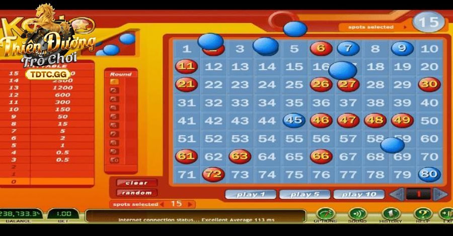 Các cửa cược phổ biến trong Xổ Số Keno